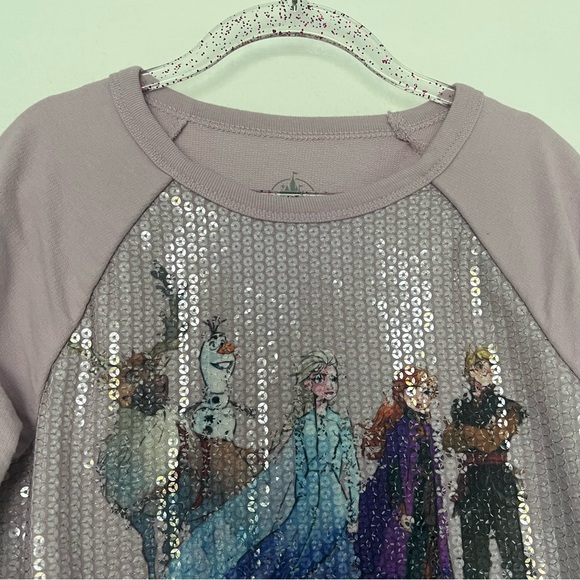 DISNEY FROZEN LONG SLEEVE SEQUINS Pullover Top Size XS - Picture 5 of 16